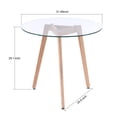 thumbnail image 6 of Ivinta Accent Round Coffee Table with Glass Tabletop, Sofa Table with Oak Legs for Dining Living Room, 6 of 12