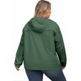 thumbnail image 5 of GEWSEY Plus Size Womens Rain Jacket with Hood Waterproof Raincoats Lightweight Packable Outdoor Trench Coat (Army Green, XL), 5 of 6