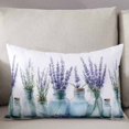 thumbnail image 3 of Spring Lavender Floral Throw Pillow Cover 12 x 20 Inch Decorative Pillow Cover Botanical Watercolor Flower Vase Lumbar Pillowcase Seasonal Rectangle Cushion Case for Couch Sofa Bed Living Room, 3 of 7