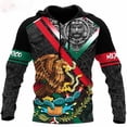 thumbnail image 5 of Sudadera con capucha con estampado 3D de la bandera de México y emblema nacional para hombre, sudadera de manga larga con estampado mexicano azteca, ropa de calle, 5 of 5