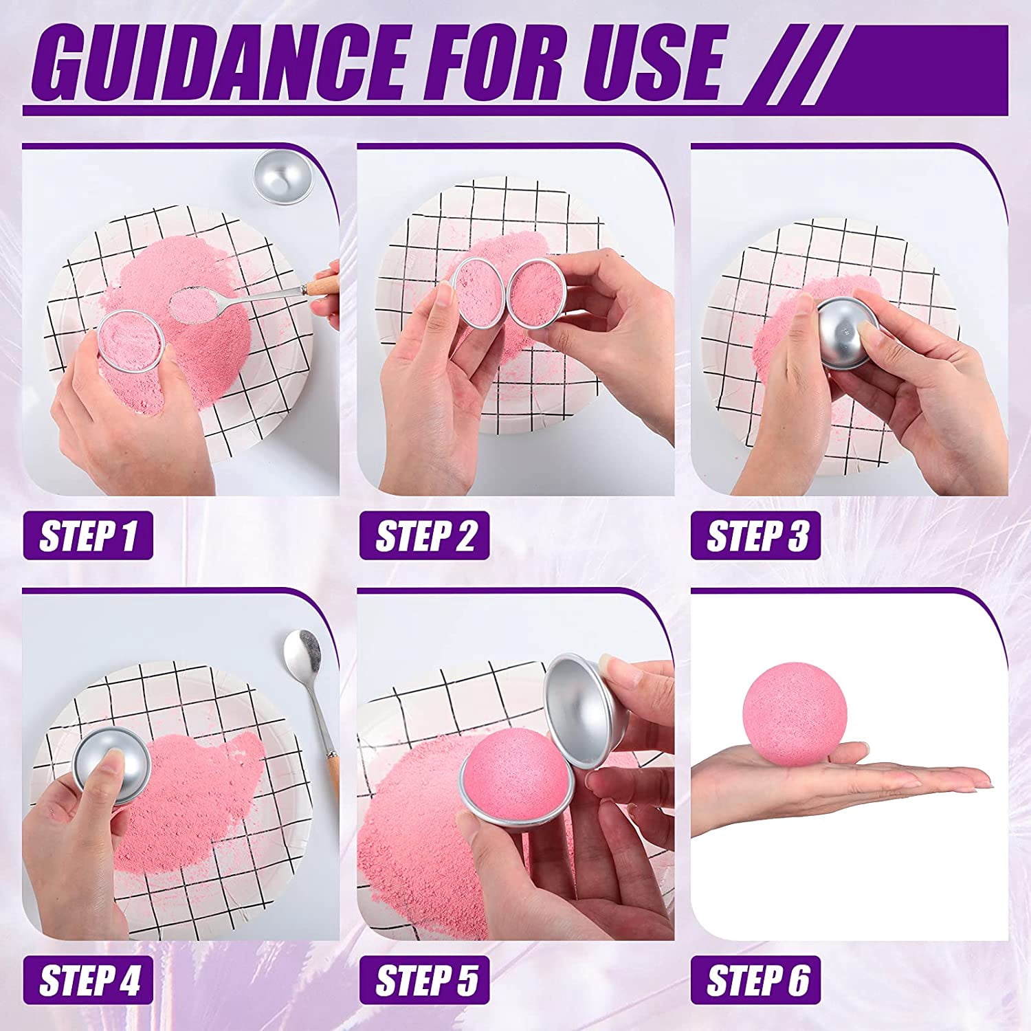 12 Pcs Bath Bomb Molds 6 Shapes Metal DIY Bath Bomb Making Crafts Crafting Press Mould for Handmade Soaps Candle Cake Ice Cream Baking Handicrafts Making Supplies