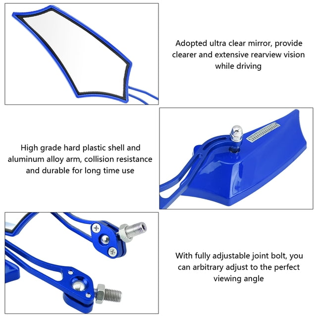 High Grade Hard Plastic Shell, Aluminum Alloy Arm with Ultra Clear Mirror Fully Adjustable Joint Ritzy Paint Finish Universal Fit for Most Motorcycle and Scooter