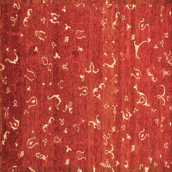 Ahgly Company Indoor Square Abstract Orange Modern Area Rugs, 5' Square