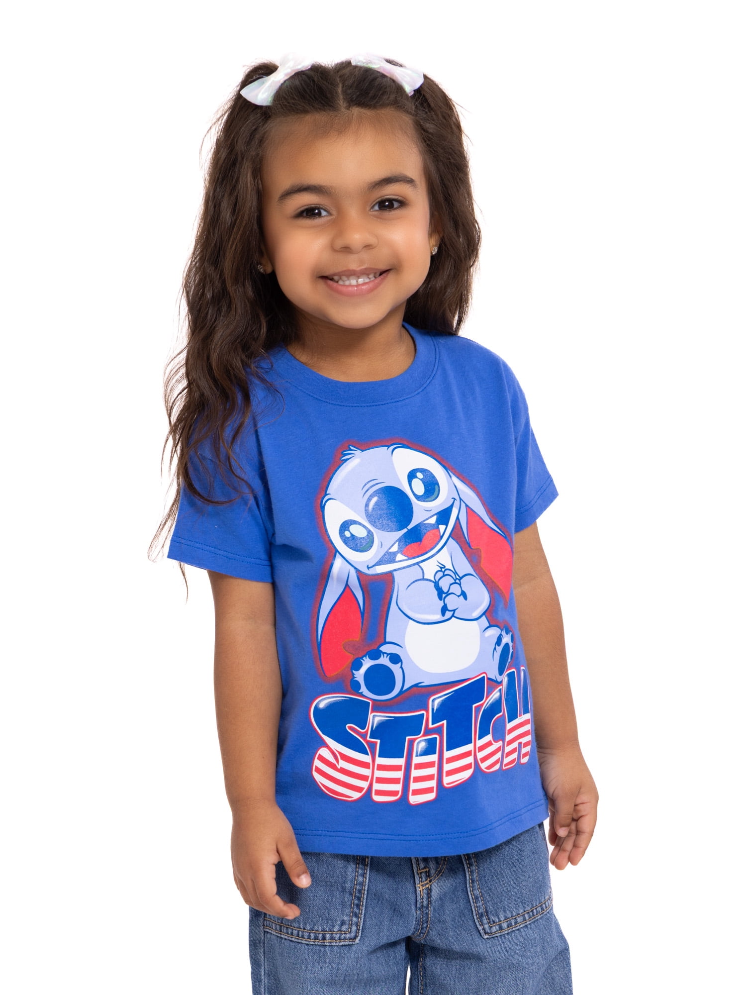 Stitch Toddler Graphic Americana Crewneck Tee with Short Sleeves, Sizes 12M-5T