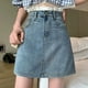 thumbnail image 4 of Falda pantalón vaquera de cintura alta para mujer - Culotte asimétrico, diseño con botones - Informal/Ropa urbana - S-XXXL, 4 of 6