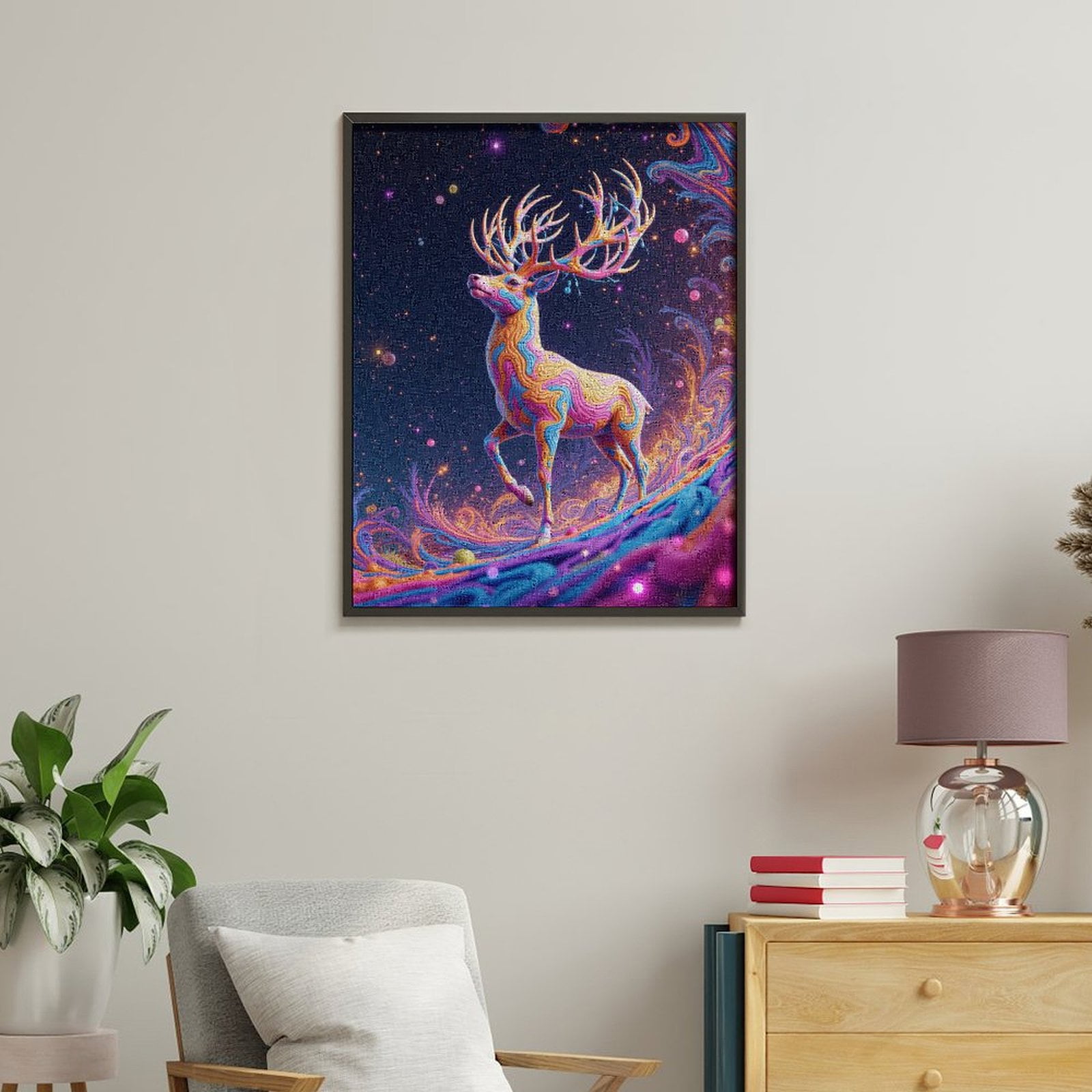 Paint By Numbers Kit for Adults Beginner - Colorful Celestial Deer Art DIY Canvas Painting Kits for Adults, Frameless Paint By Number for Adults for Home Wall Decor 16x20 Inch