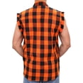 thumbnail image 2 of Hot Leathers FLM5210 Men's No Sleeve Fringe Orange and Black Flannel Shirt Medium, 2 of 2