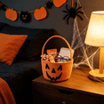 thumbnail image 3 of Halloween Basket Ghost Face Storage Basket with Spider and Bat Prints, Durable Polyester Candy Tote, Ideal for Holiday Decor and Everyday Use by OVFUIZ, 3 of 5