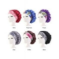 thumbnail image 4 of Women Satin Night Sleep Cap Hair Bonnet Hat Silk Elastic Adjustable Shower Cap, 4 of 6