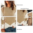 thumbnail image 5 of Mujeres de punto superior cuello redondo mangas caídas hombro empalme de color suéter de punto casual para primavera otoño invierno caqui L, 5 of 5