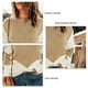 thumbnail image 5 of Mujer Top de Punto Cuello Redondo Mangas de Hombro Caído Empalme de Color Suéter de Punto Informal para Primavera Otoño Invierno Caqui XXL, 5 of 5
