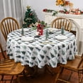 thumbnail image 2 of Christmas Tablecloth 60 x 60 Inch Round, Christmas Tree Decorations Round Tablecloths Christmas Table Cloth Seasonal Winter Holiday Scallop Edge Table Cover Party Table Decorations, 2 of 6