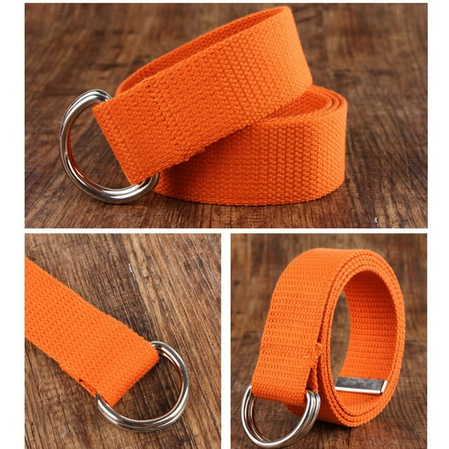 Toile en Métal Ceinture Indeding Exquis Facile Bague Réglable Assortis Anti-Rouille Double Anneau Réglable Jeans Ceintures Orange