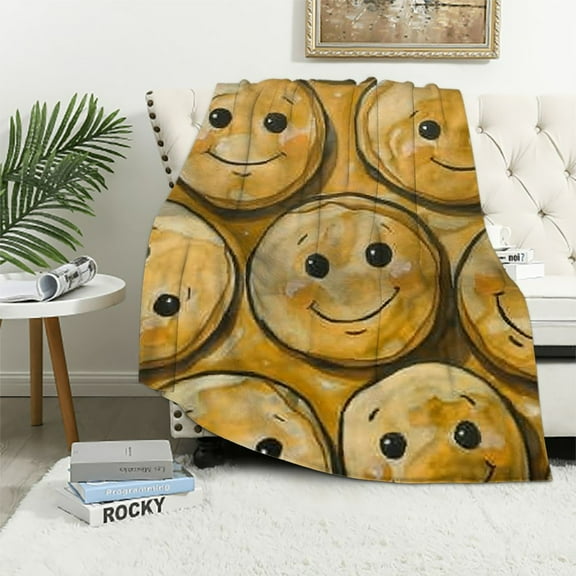 BCIIG Funny Potato Blanket,Cute Potatoes Flannel Throw Blankets,Soft Warm Lightweight Cozy Plush Throws for Bedroom Sofa Home Decor Gifts for Women Girls 40x50in