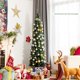 thumbnail image 1 of Costway Árbol de Navidad artificial delgado de PVC nevado sin iluminación de 180 cm con piñas, 1 of 4
