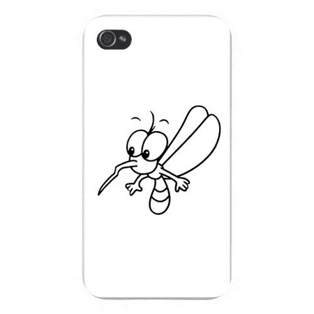 Apple Iphone Custom Case 4 4s Plastic Snap on - Mosquito w/ Bent Beak Black & White
