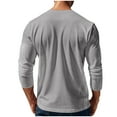 thumbnail image 3 of Men's Corduroy Tops Crew Neck Button Up Henley Neck Solid Color Long Sleeve Base Pullover Fashion Fall Casual Shirt (3XL, Gray), 3 of 7