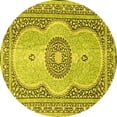 thumbnail image 1 of Ahgly Company Machine Washable Indoor Round Medallion Yellow Traditional Area Rugs, 6' Round, 1 of 4