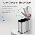 thumbnail image 4 of 3 Gallon Slim Bathroom Trash Can with Lid & Odor Control, Soft-Step Stainless Steel Pedal Bin for Narrow Space, Fingerprint-Proof Wastebasket for Office, Nursery, Under Sink, Brushed Silver, 4 of 5