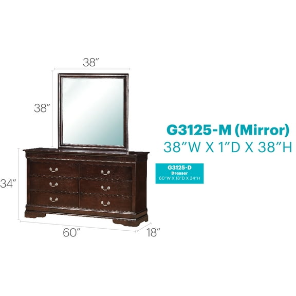 Glory Furniture Louis Phillipe G3125-D Dresser , Cappuccino