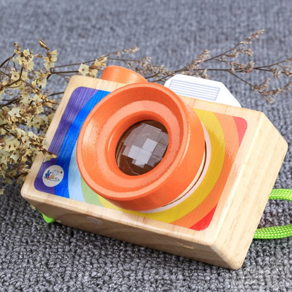 Kids Cute Wood Camera Toy Xmas Children Room Decor Natural Safe Wooden Camera 