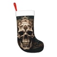 thumbnail image 2 of Rateoe Metal Style Horned Skull Print Christmas Stockings,18 Inch Large Christmas Stockings Decoration Ornaments for Holiday Home Fireplace Indoors, 2 of 7