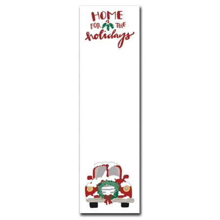 Primitives By Kathy Magnetic Paper Notepad for Refrigerator Fridge Magnet Memo Pad To Do List Grocery Shopping Reminders Red "Christmas" Car 60 Shts Sticky Back Top Red Green White 2.75x9.5" 1 per pkg