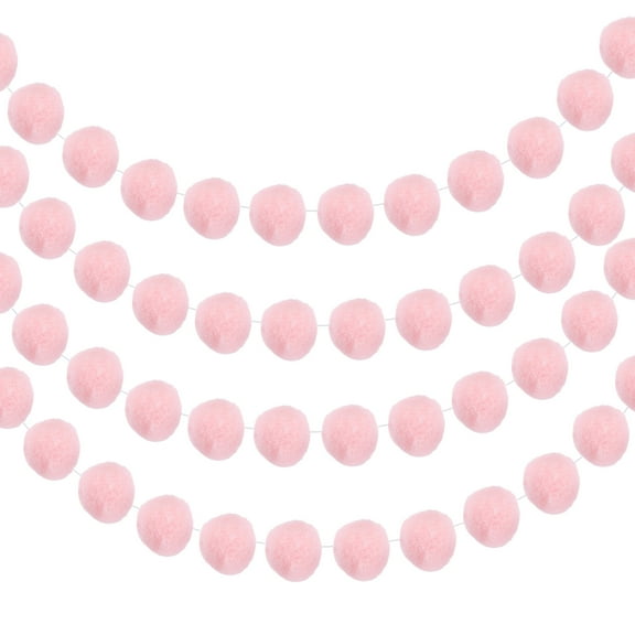 4Pcs Felt Ball Garland Cream Pink Garland Handing Balls 6.6Feet Long 30 Balls Party Banner Decor