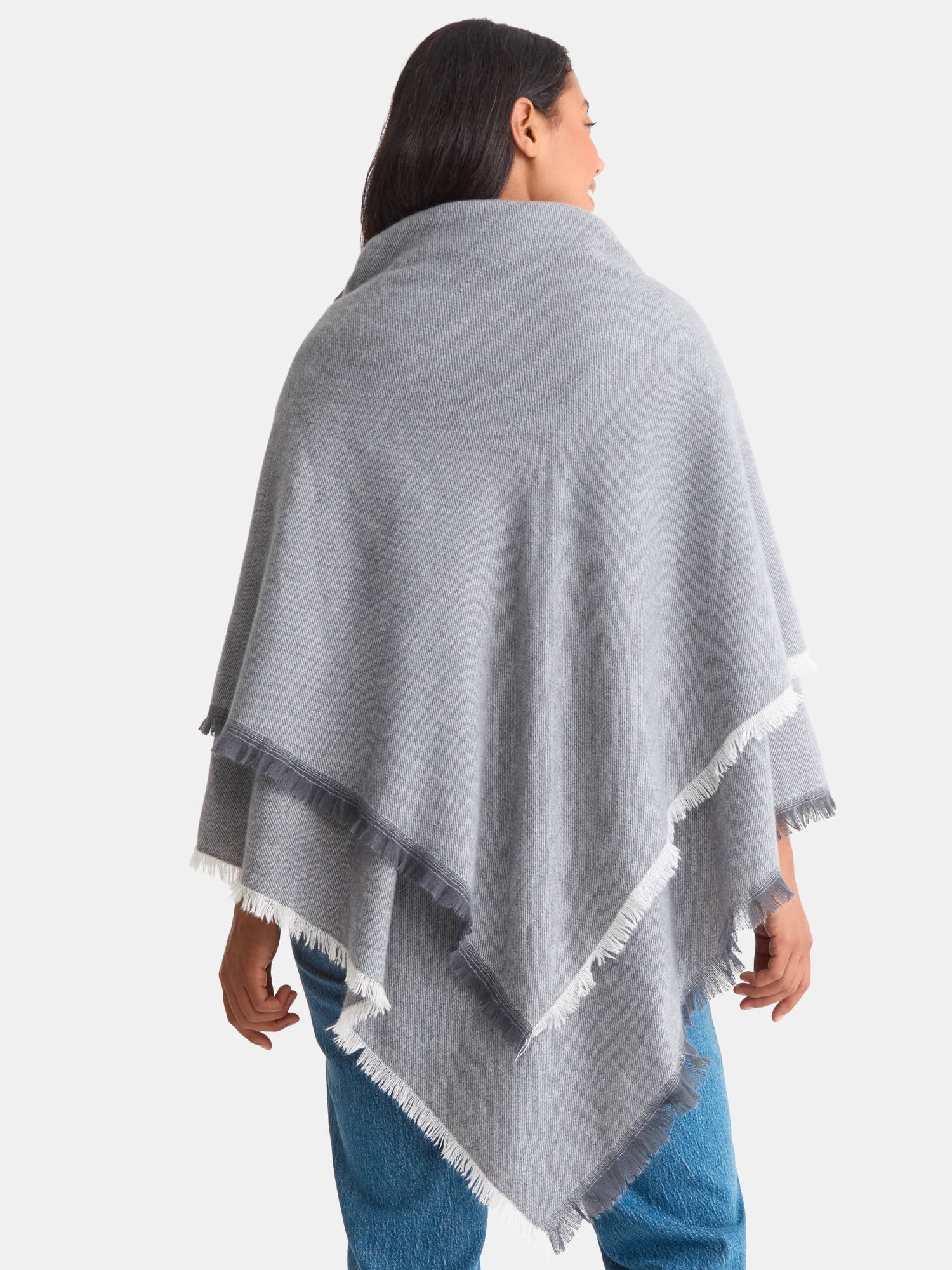 Time and Tru Women's Solid Toggle Poncho, Medium Heather Grey, Sizes S/M-L/XL