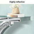 thumbnail image 5 of GA Home Silver Mirrored Console Table with Crushed Diamond Inlay, 39.4'' Long Glass Entryway Sofa Table, C-Shaped Base Modern Accent Narrow Table for Living Room, Hallway, Foyer, Entrance, 5 of 7