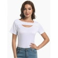 thumbnail image 6 of Womens Summer Short Sleeve T Shirts Slim Fit One Piece Cutout Scoop Neck Going Out Date Night Tops, 6 of 6