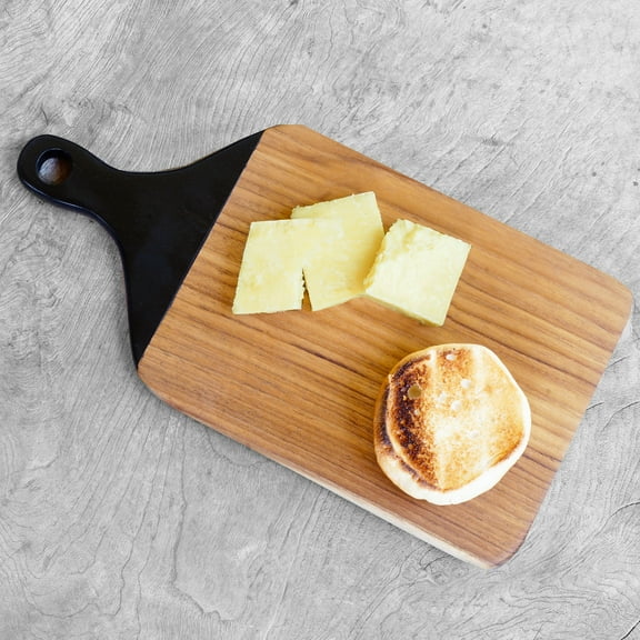Rico & Plato Viola Teak Cutting Board/Serving Platter with Black Handle