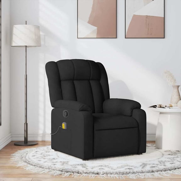 vidaXL Massage Recliner Chair, Adjustable Recliner with 6-Point Vibration Massage, Black Fabric