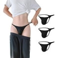 thumbnail image 1 of Mens Gstring Nylon Thongs Sexy Low Rise Bulge Pouch G-string 3 Pack, 1 of 4
