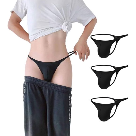 Mens Gstring Nylon Thongs Sexy Low Rise Bulge Pouch G-string 3 Pack