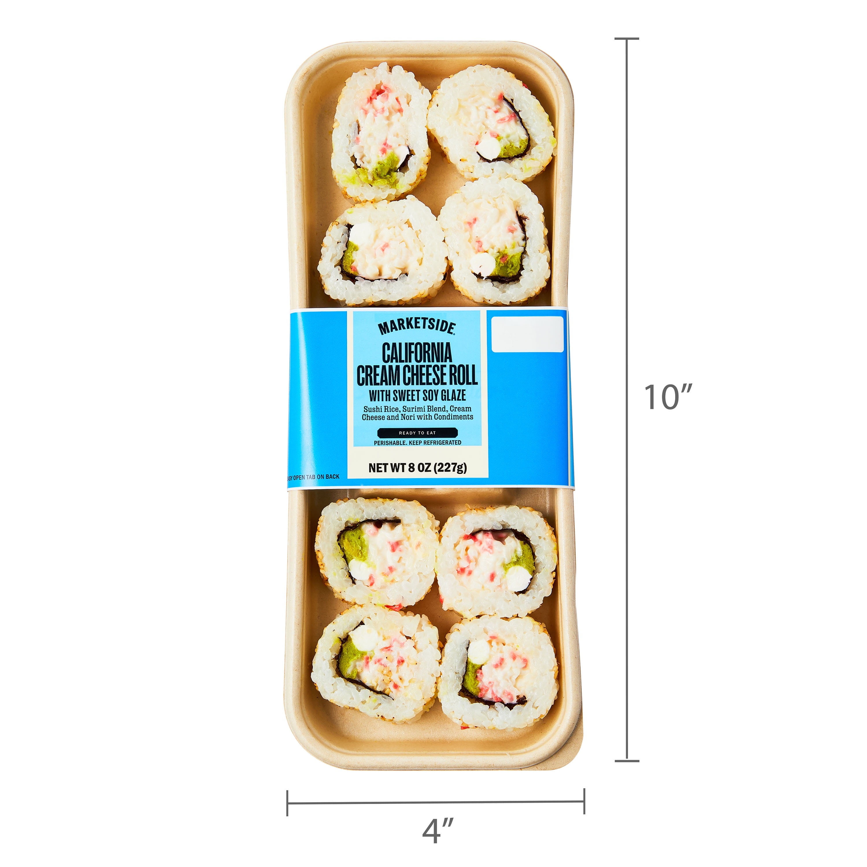 Marketside California Fresh Flavor Cream Cheese Roll Sushi, Fresh Deli Sushi, 8 oz, 1 Count (Refrigerated)