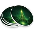 thumbnail image 3 of Green Christmas Tree Coasters Absorbent Moisture Non-Slip Drink Coaster Ceramic Stone with Cork Base Desktop Protection, 2PCS, 3 of 6