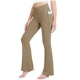 thumbnail image 4 of NAISIBABY Girls Flare Leggings, with Side Pockets High Waist Stretch Bell Bottoms Yoga Dance Pants Khaki 12T, 4 of 9