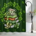 thumbnail image 2 of St. Patrick’s Day Shamrock Shower Curtain Set, Waterproof Shower Curtains for Bathroom, Dark Green Books Cups Lucky Leaf Washable Fabric Bath Curtain for Bathtub Decoration with Hooks 66x72 Inches, 2 of 9