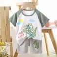 thumbnail image 2 of TOWED22 Toddler Infant Baby Girls Boys Clothes 2pcs Outfit Vibrant Graphic Short Sleeve T-Shirt Top and Shorts Set with Pockets(Green,3-4 Y), 2 of 4
