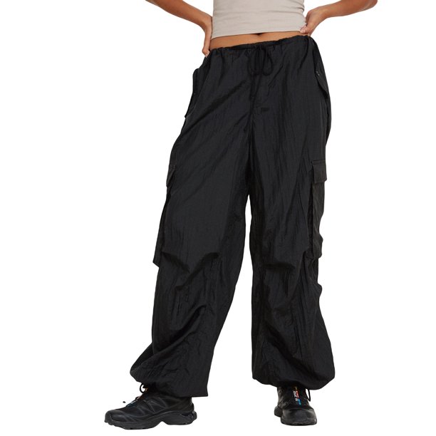 TRKIYQC Unisex Cargo Long Pants with Multi Pocket, Low Waist Drawstring Strap Loose Straight Fit Casual Pants TRKIYQC moda