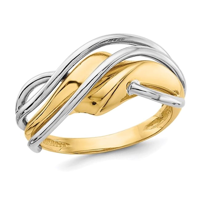 Ladies 14K Yellow and White Gold Polished Wave Ring