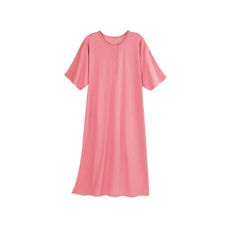 Long Sleeve Nightshirt - Catalog Classics Women's Long Henley Nightshirt - Pajama Sleep Shirt
