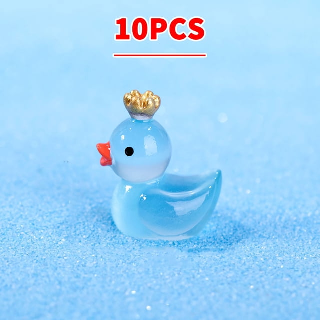 Figuritas de patitos luminosos - Set de decoración de mini jardín de musgo y acuario de 10 piezas, adornos de resina para jardines de hadas y manualidades DIY