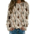 thumbnail image 5 of Zhanying Haut Brun Femme Tricot Doux Hiver Mode Noël Mode Femme Rouge Col Rond Christmas Sweater, 5 of 5