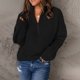 thumbnail image 3 of Suéter de mujer, elegante suéter de punto con cremallera, suéter de cuello alto para mujer, otoño, suéter de punto grueso para mujer, suéter de invierno, suéter de punto casual, suéter, 3 of 6