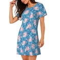 thumbnail image 2 of Fotbe happy baby axolotls Bata de Dormir para Mujer con Estampado, Camisón de Algodón de Manga Corta, Ropa de Dormir Casual, 2 of 6