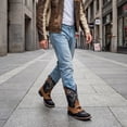 thumbnail image 5 of Mens Leather Midcalf Western Boot Square Toe Black Brown, 5 of 5