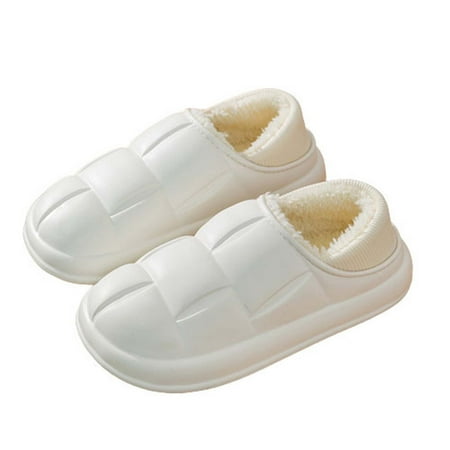

Fesfesfes Womens Mens Winter Slippers Slip-on Plush Warm Home Slippers Comfortable Waterproof Slippers On Sale