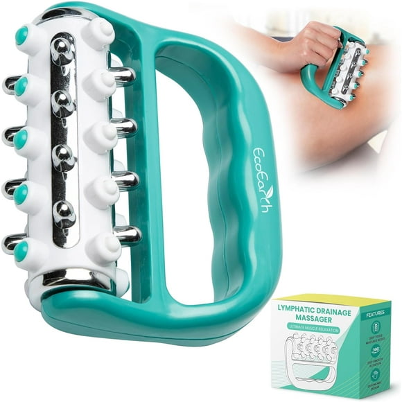 - Myofascial Release Cellulite Massager - Green - Lymphatic Drainage Massage Roller for Personal Use - Handheld Deep Tissue Massage Therapy Tool for Men & Women